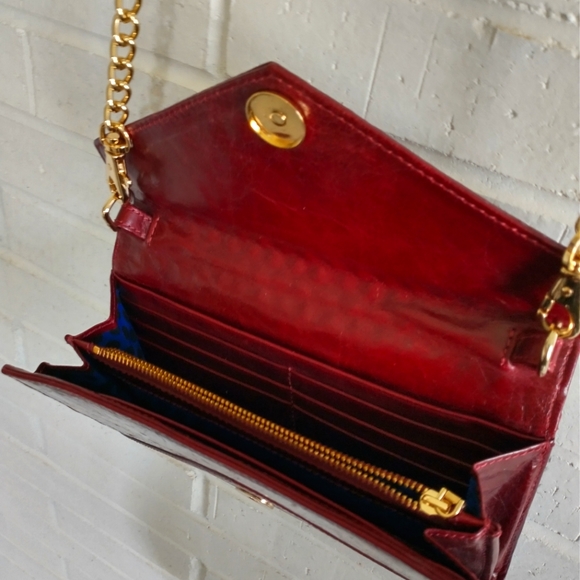 Rebecca Minkoff studded leather maroon Wallet-on-a-chain crossbody purse rare - Picture 3 of 6